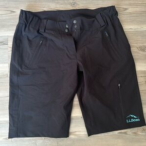 LL Bean Mountain Biking Shorts Black Padded Grip Seat Cargo Pockets Mens Small